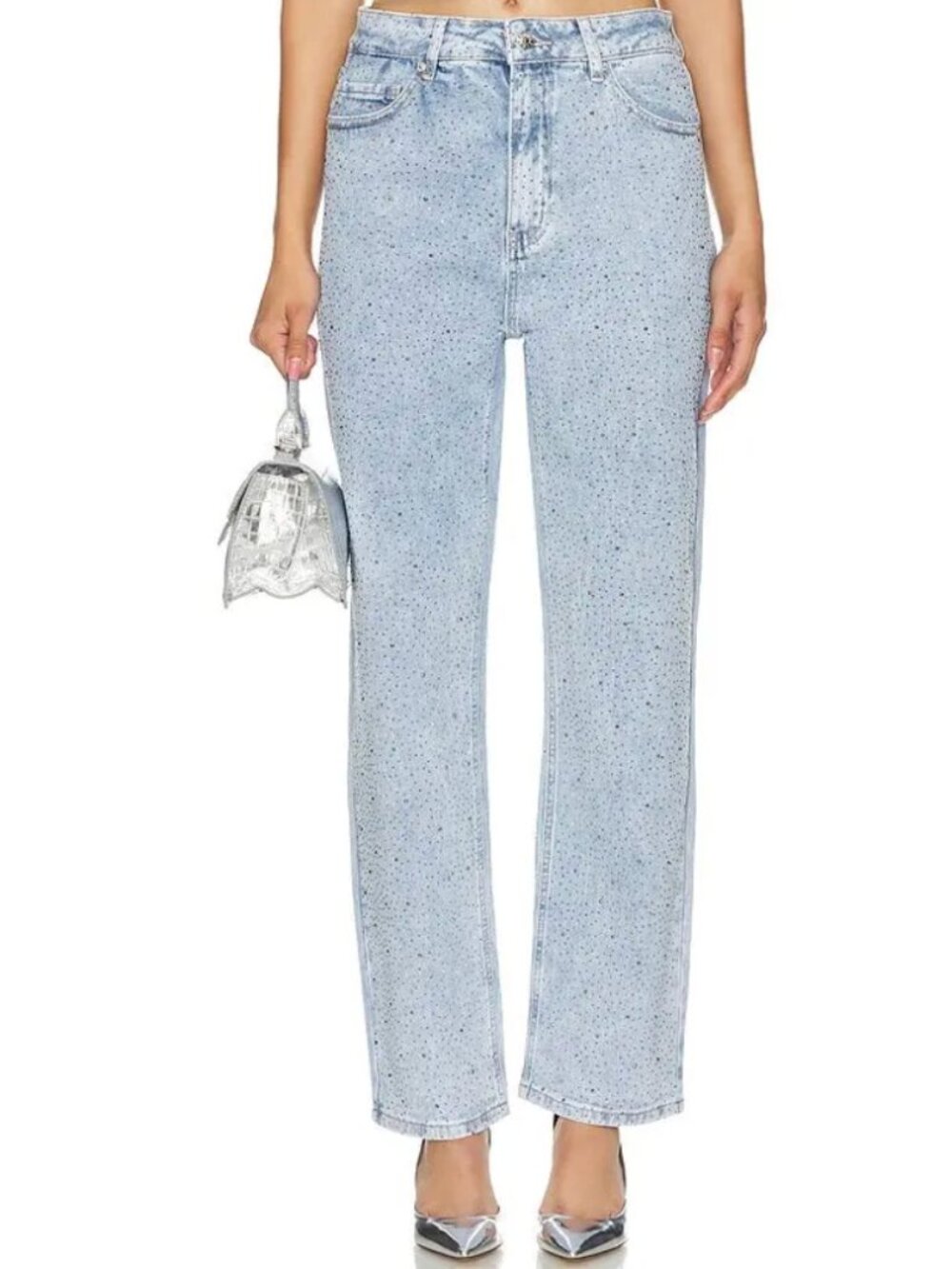 Fantasia crystal straight crop in denim-light, Size 29 |  Generation Love
